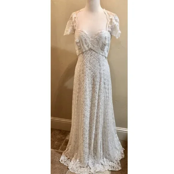 Marchesa Notte Ivory Lace Wedding Gown